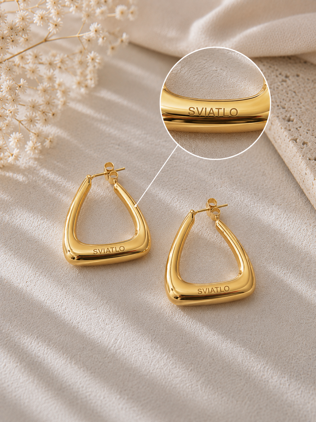 Personalized Triangle Chunky Hoops · 18K Gold Plated