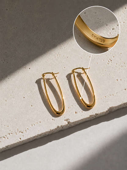 Personalized Angular V Wire Hoops · 18K Gold Plated