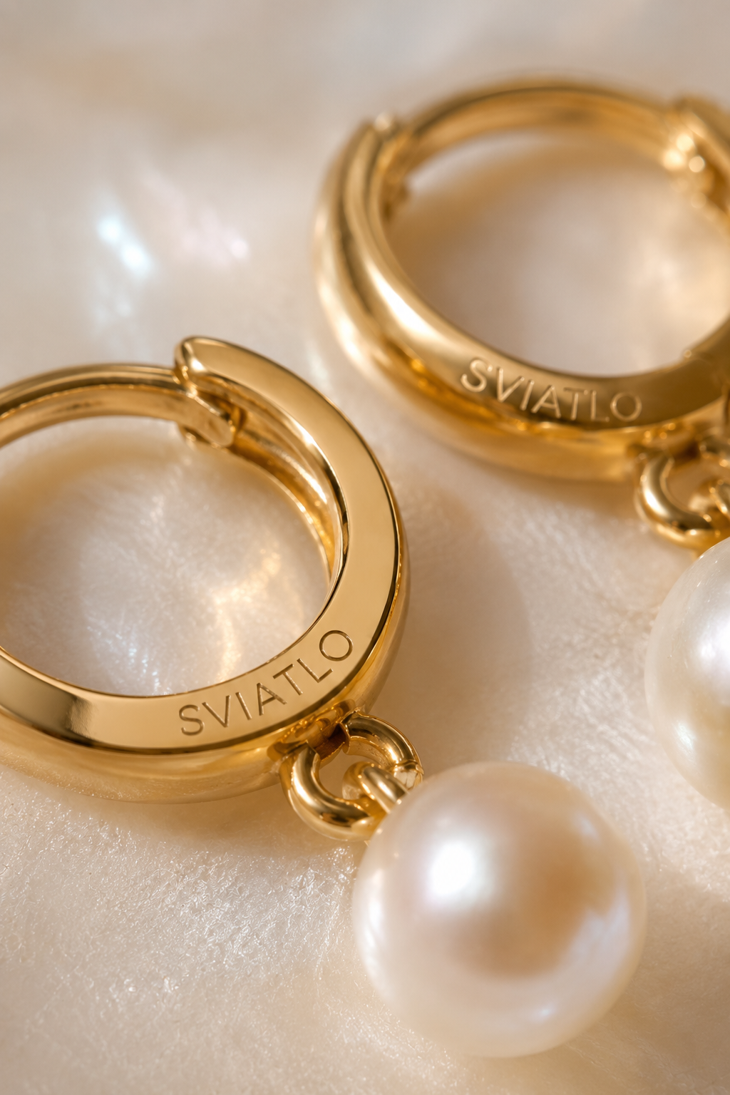 Personalized Pearl Drop Huggie Hoops · 18K Gold Plated