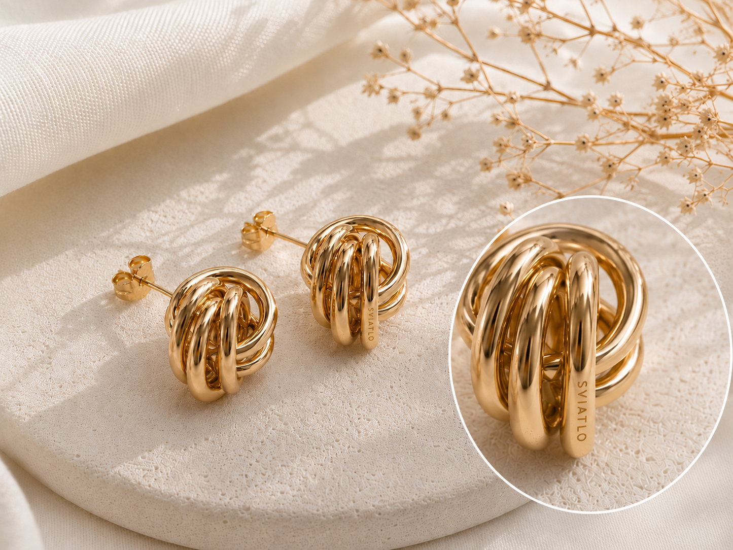 Personalized Twisted Knot Studs · 18K Gold Plated