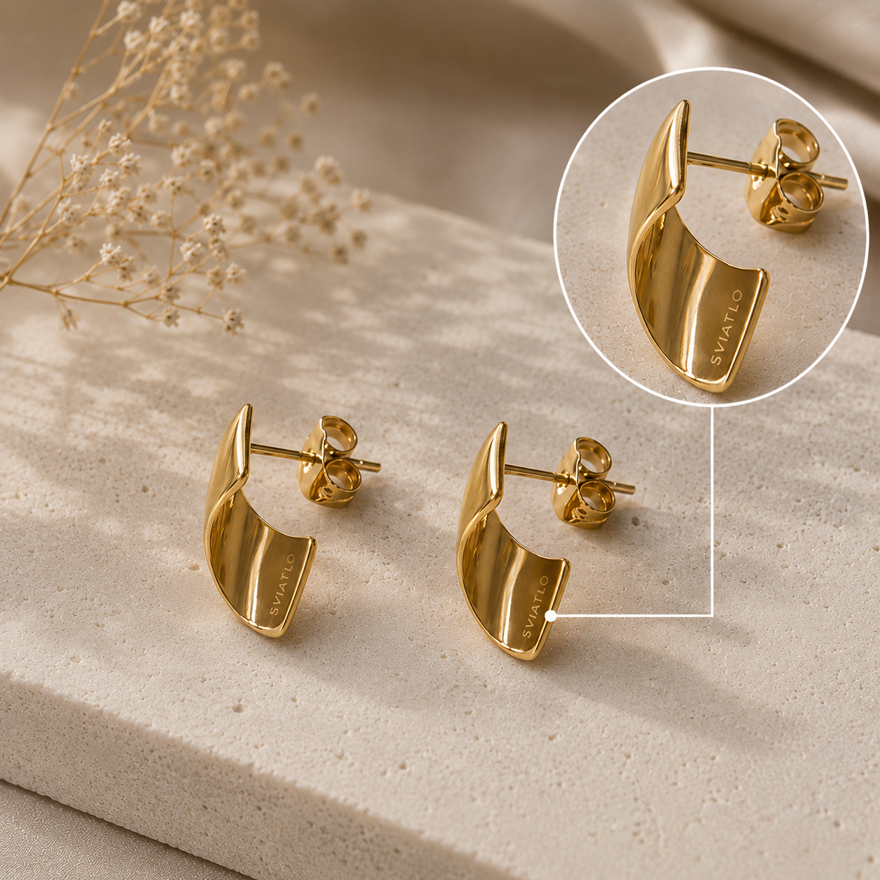 Personalized Twisted Petal Studs · 18K Gold Plated