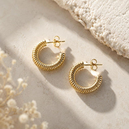 Personalized Twisted Mini Hoops · 18K Gold Plated