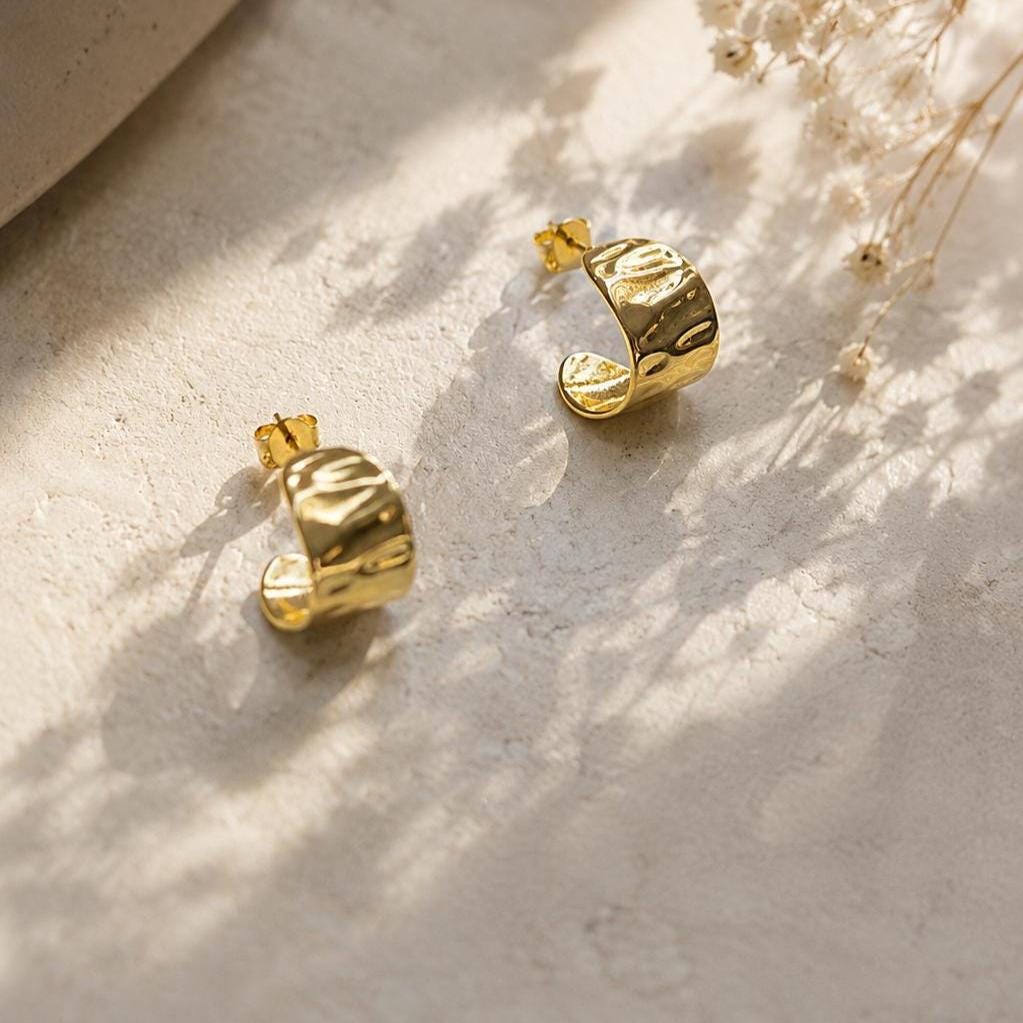 Personalized Chunky Wide Hoops · 18K Gold Plated