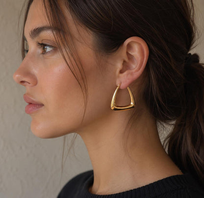 Personalized Triangle Chunky Hoops · 18K Gold Plated