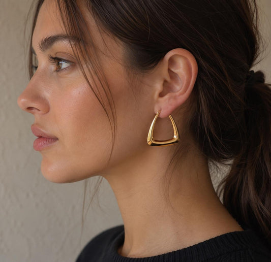 Personalized Triangle Chunky Hoops · 18K Gold Plated