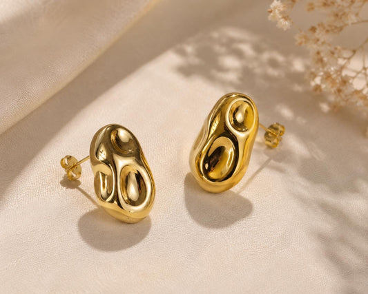 Personalized Molten Nugget Studs · 18K Gold Plated