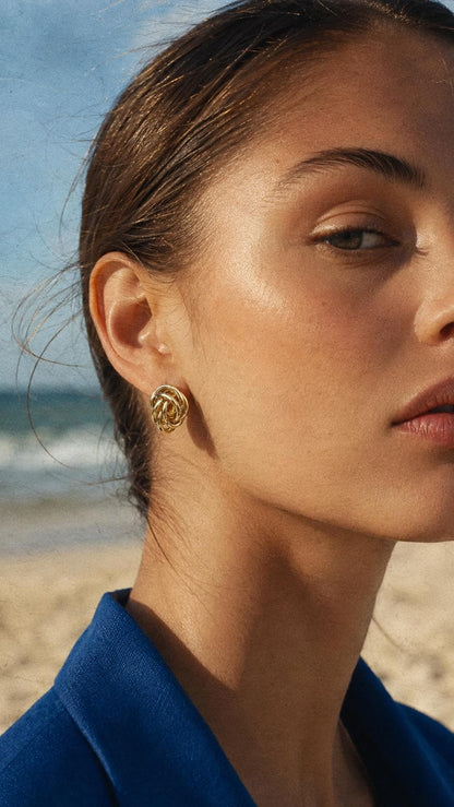 Personalized Twisted Knot Studs · 18K Gold Plated