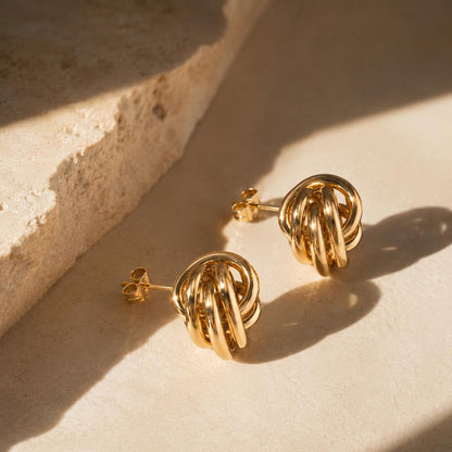 Personalized Twisted Knot Studs · 18K Gold Plated