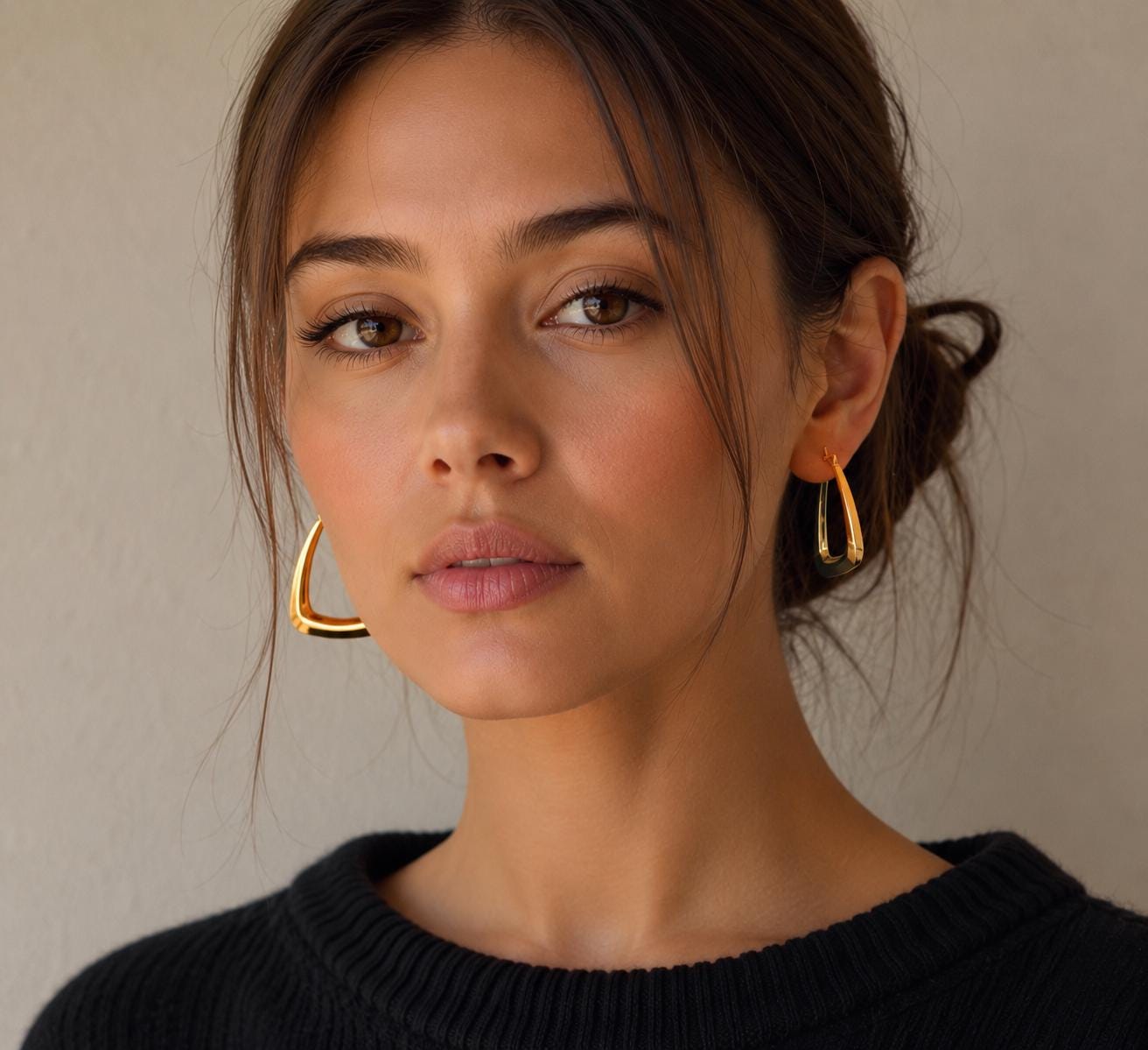 Personalized Triangle Chunky Hoops · 18K Gold Plated
