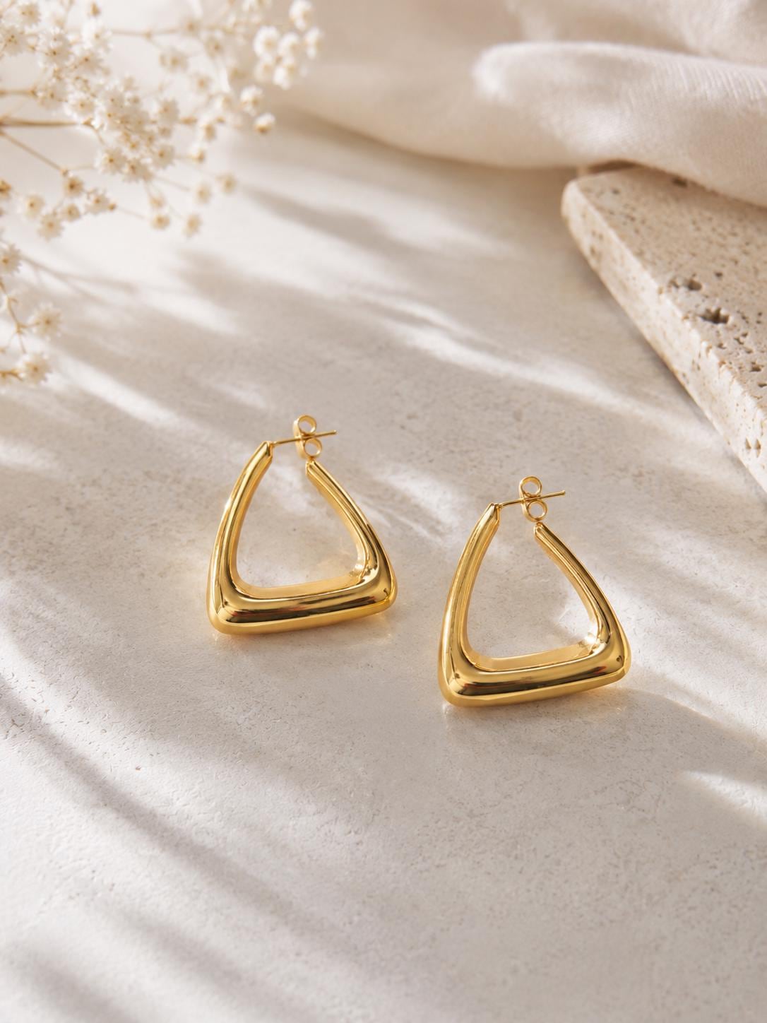 Personalized Triangle Chunky Hoops · 18K Gold Plated