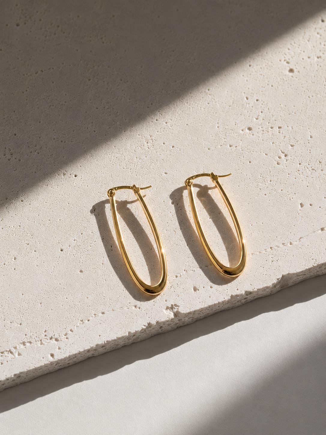 Personalized Angular V Wire Hoops · 18K Gold Plated