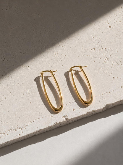 Personalized Angular V Wire Hoops · 18K Gold Plated