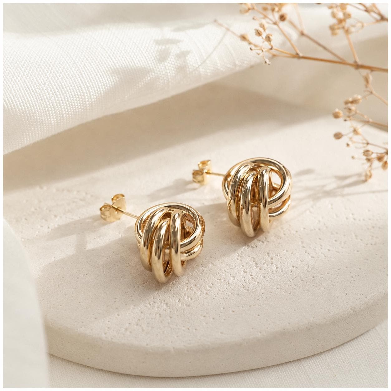 Personalized Twisted Knot Studs · 18K Gold Plated