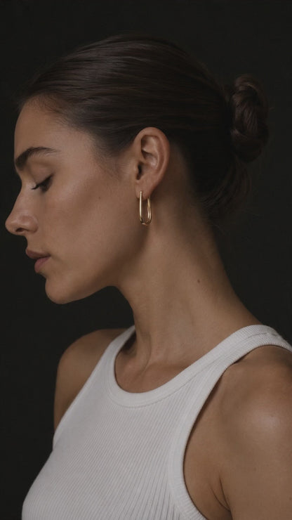 Personalized Angular V Wire Hoops · 18K Gold Plated