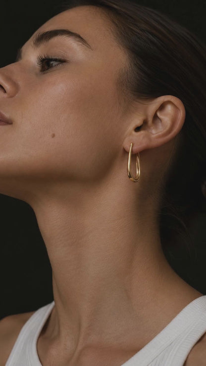 Personalized Angular V Wire Hoops · 18K Gold Plated